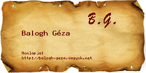 Balogh Géza névjegykártya