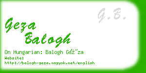 geza balogh business card